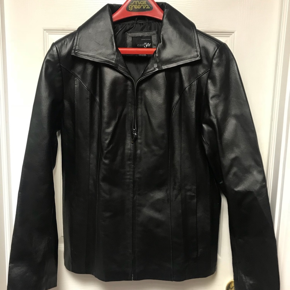 Black leather zip up jacket